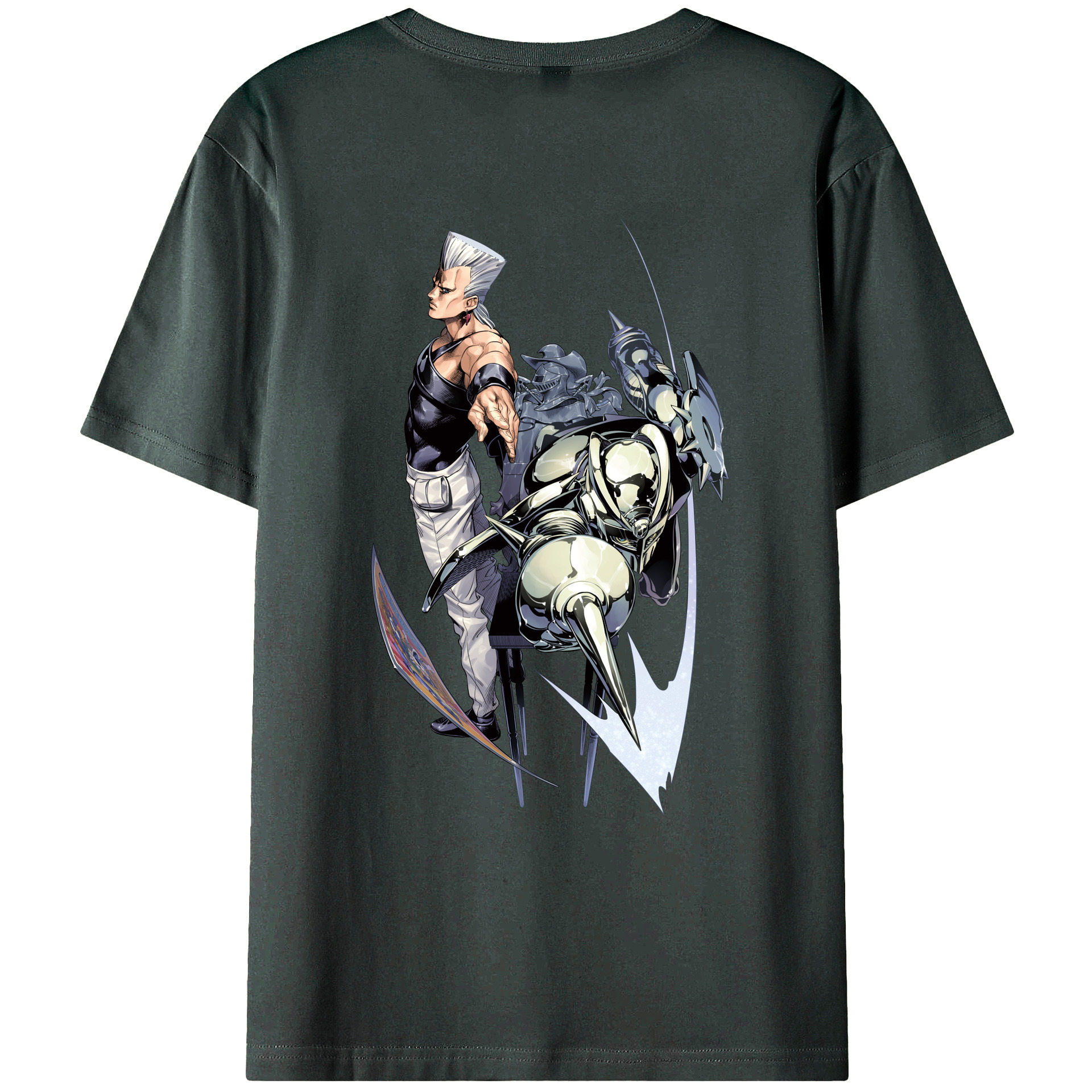 （画像用） ジョジョの奇妙な冒険 ジャン＝ピエール?ポルナレフ JoJo's Bizarre Adventure Jan Pierre Polnareff 綿100％ メンズ半袖Tシャツ（バックプリント） 通気性